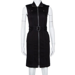 Burberry Brit Black Denim Belted Zipper Front Short Dress S