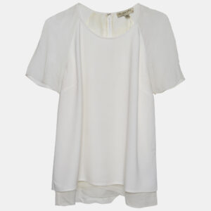 Burberry White Crepe Short Sleeve Top M