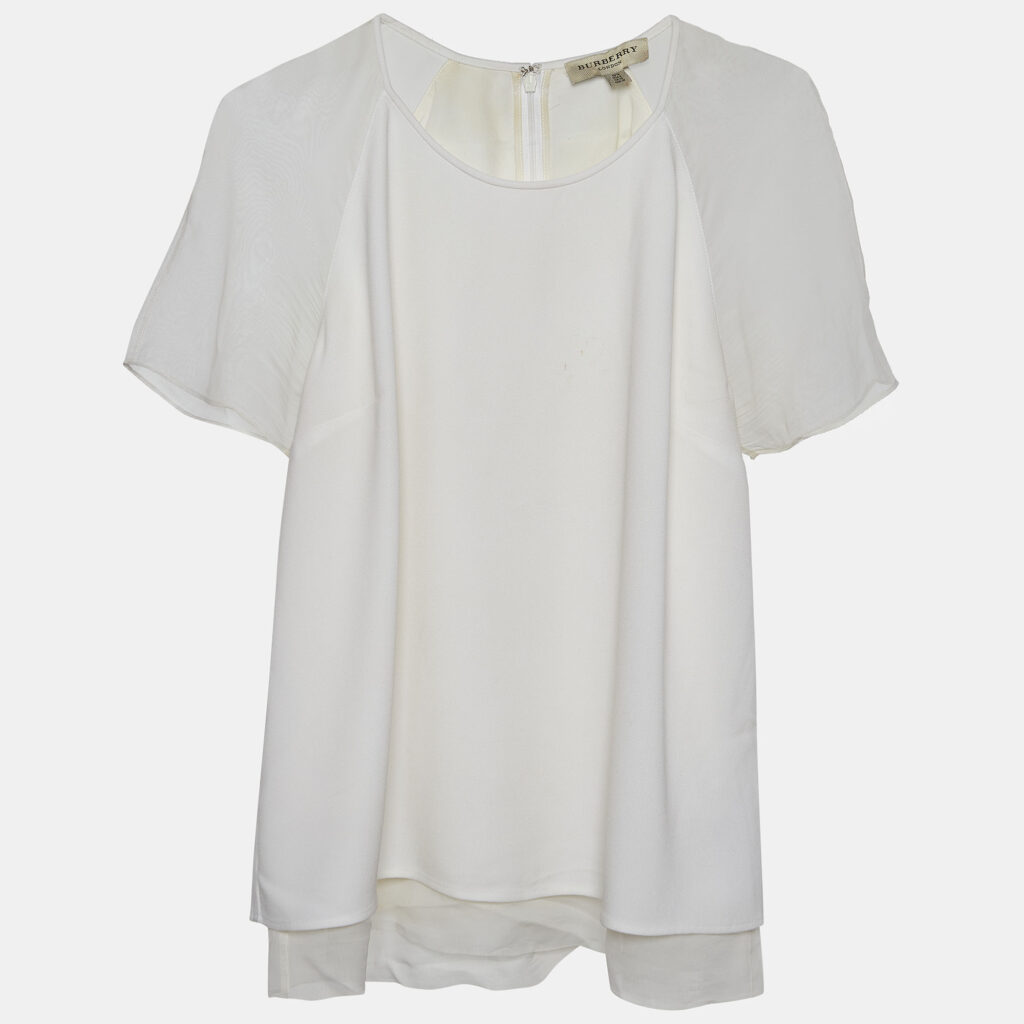 luxury-women-burberry-used-clothes-p724712-007 Burberry White Crepe Short Sleeve Top M