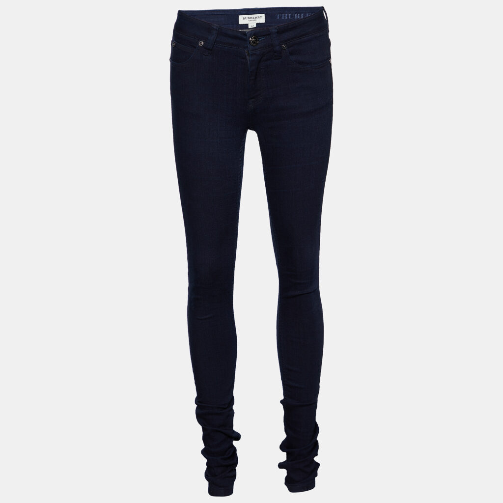 luxury-women-burberry-used-clothes-p756354-005 Burberry Navy Blue Denim Thurlestone Skinny Jeans S Waist 28"