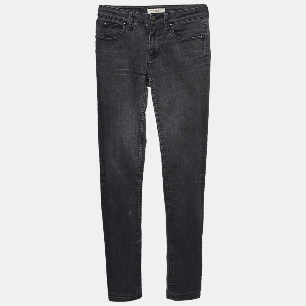 luxury-women-burberry-used-clothes-p975911-004 Burberry London Charcoal Grey Denim Skinny Jeans S Waist 25"