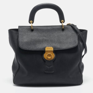 Burberry Black Leather DK88 Top Handle Bag