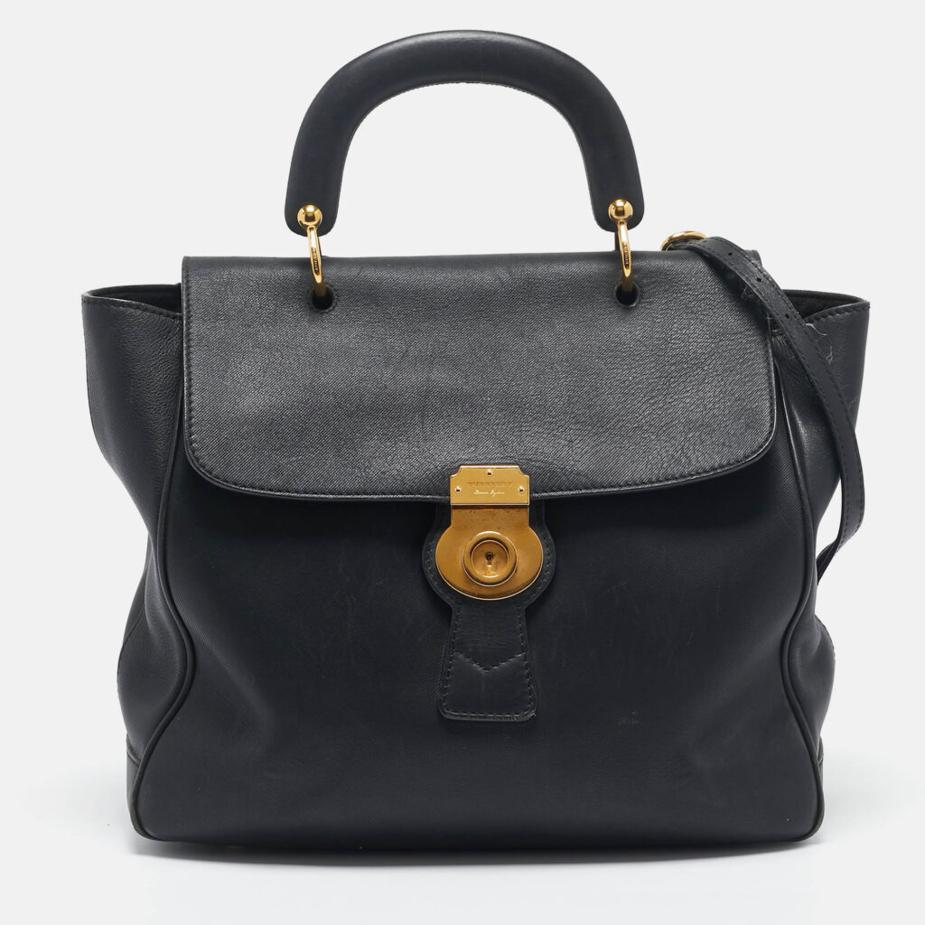 Burberry Black Leather DK88 Top Handle Bag