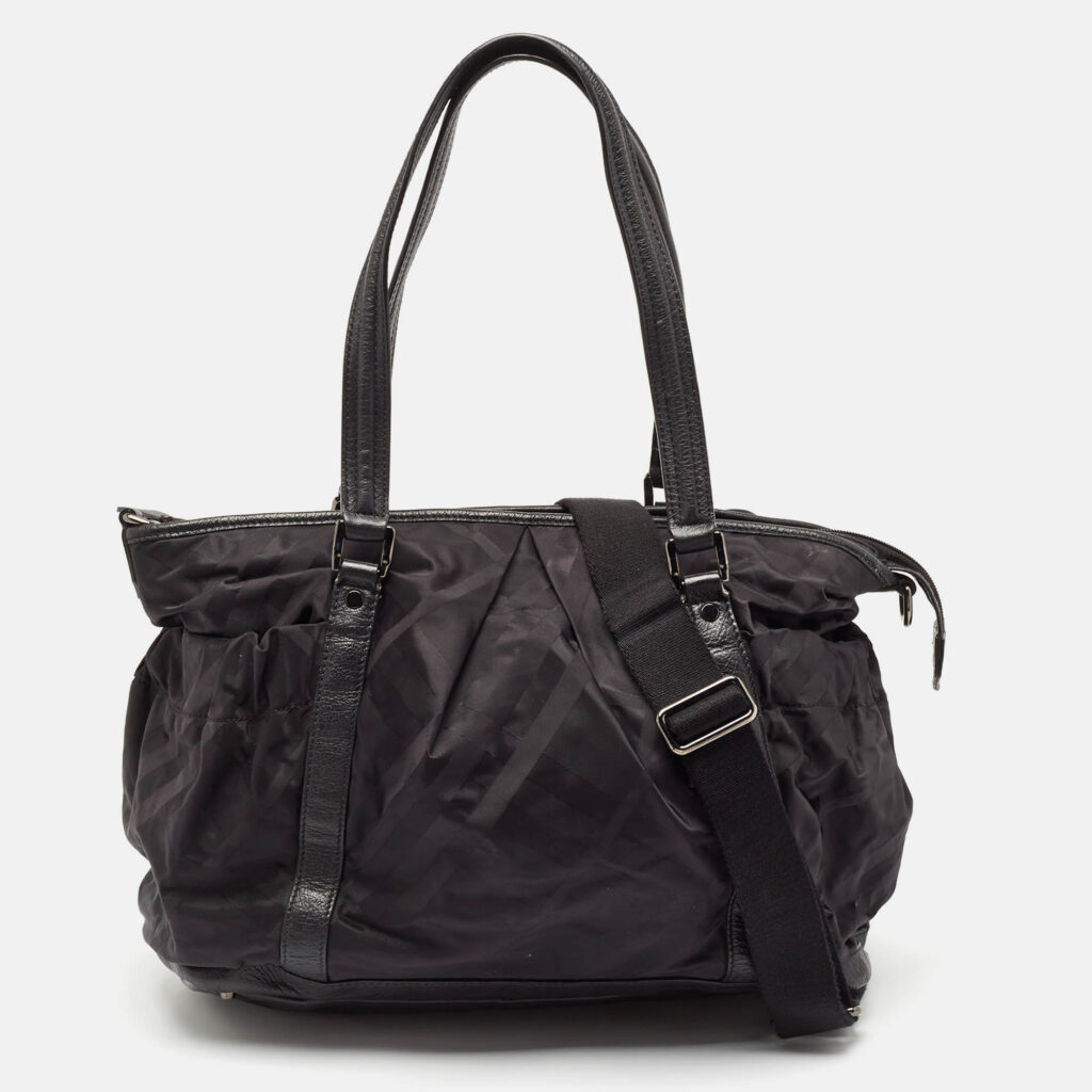 luxury-women-burberry-used-handbags-p1098537-016 Burberry Black Super Nova Check Nylon Diaper Bag