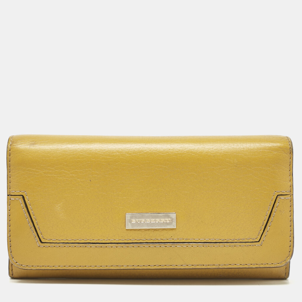 luxury-women-burberry-used-handbags-p1114189-004 Burberry Yellow Leather Continental Wallet