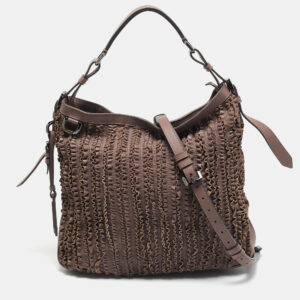 Burberry Lilac Leather Ruffled Lowry Hobo
