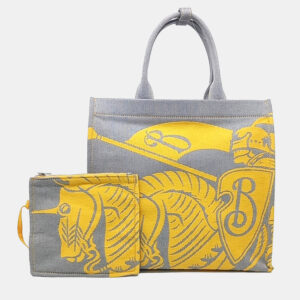 Burberry Grey Yellow Fabric tote bag