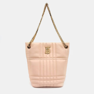 Burberry Pink Leather Lola Bucket Shoulder Bag Small