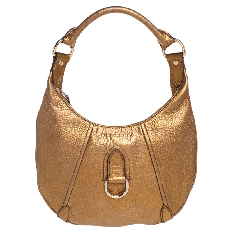 luxury-women-burberry-used-handbags-p413938-1617795815-009 Burberry Metallic Gold Grained Leather Hobo