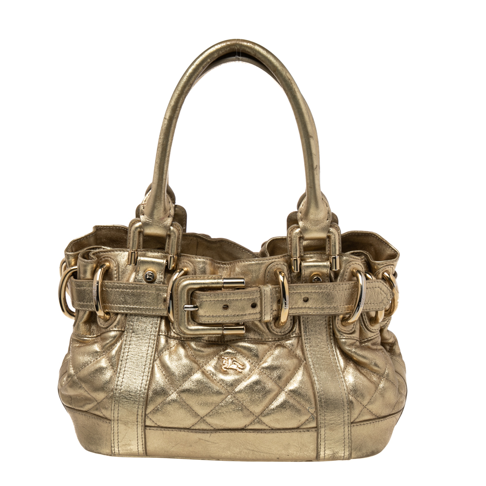 luxury-women-burberry-used-handbags-p531551-007-2 Burberry Metallic Gold Quilted Patent Leather Beaton Tote