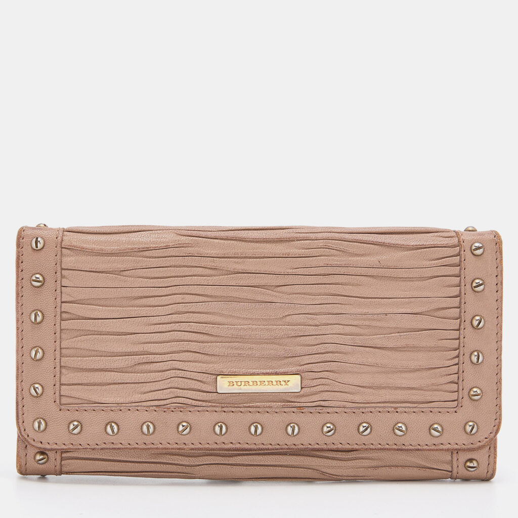 luxury-women-burberry-used-handbags-p789757-013 Burberry Old Rose Pleated Leather Flap Continental Wallet