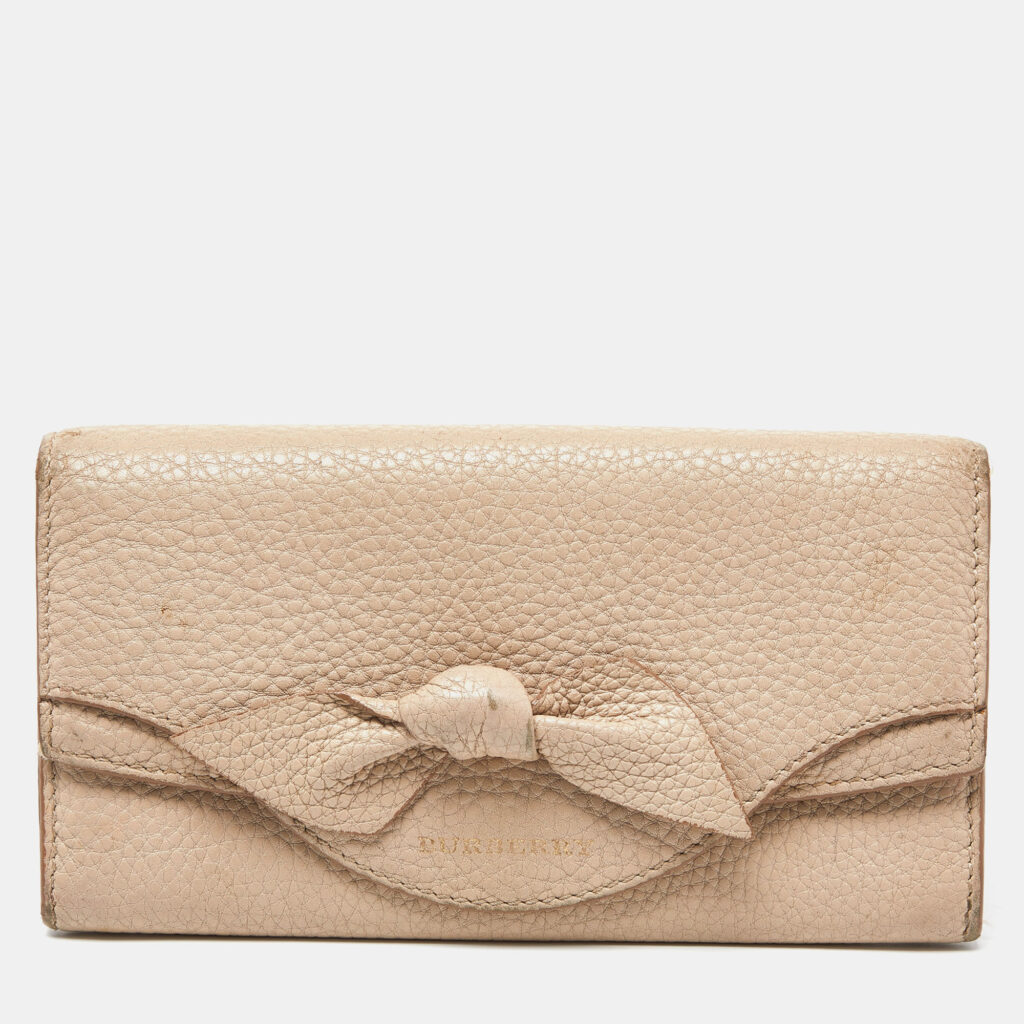 luxury-women-burberry-used-handbags-p984849-009 Burberry Beige Leather Bow Continental Wallet