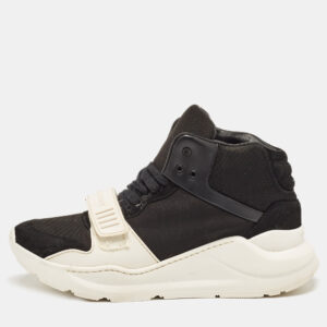 Burberry Black Suede And Neoprene Regis High Top Sneakers Size 40