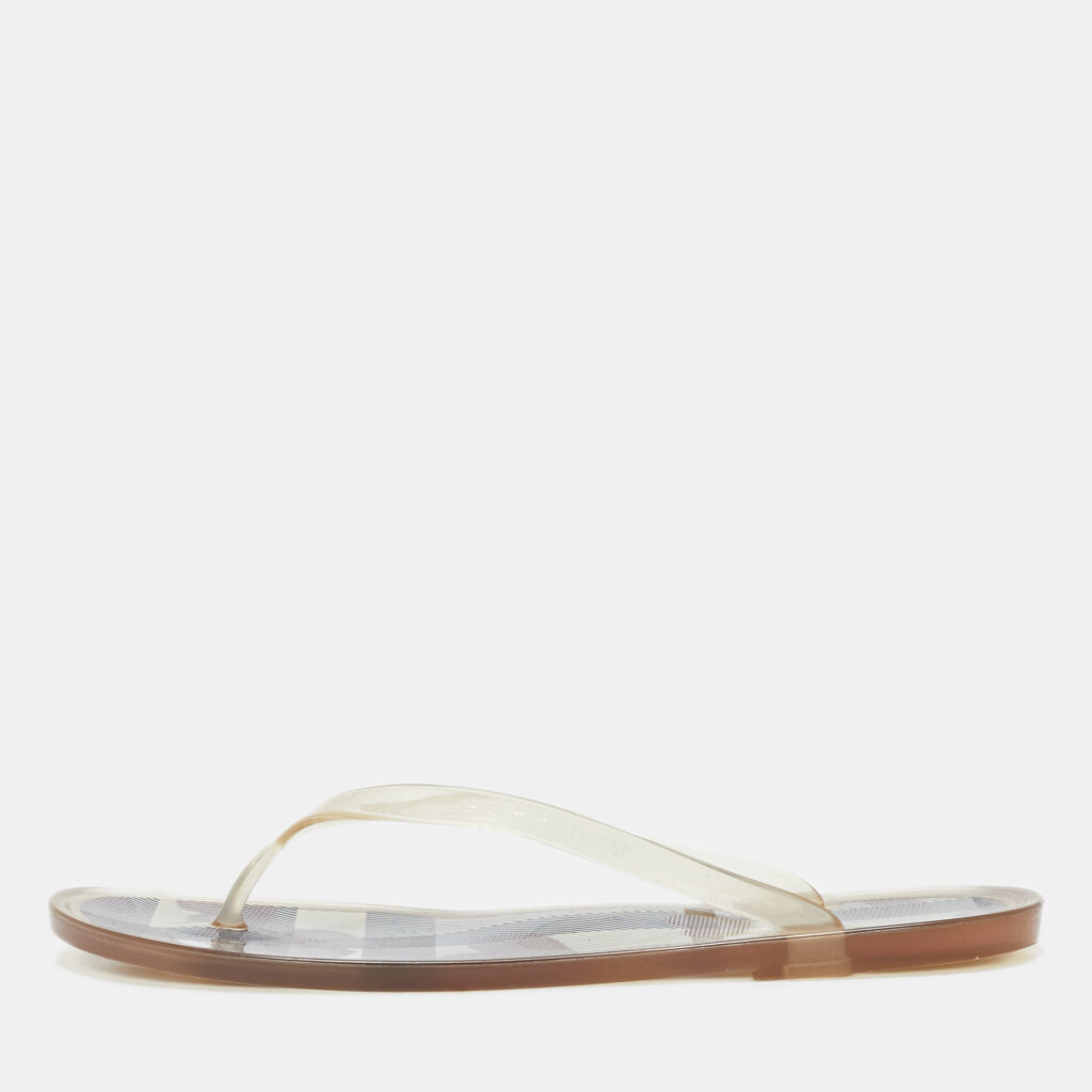 luxury-women-burberry-used-shoes-p1135516-001 Burberry Transparent Rubber Thong Flat Sandals Size 39
