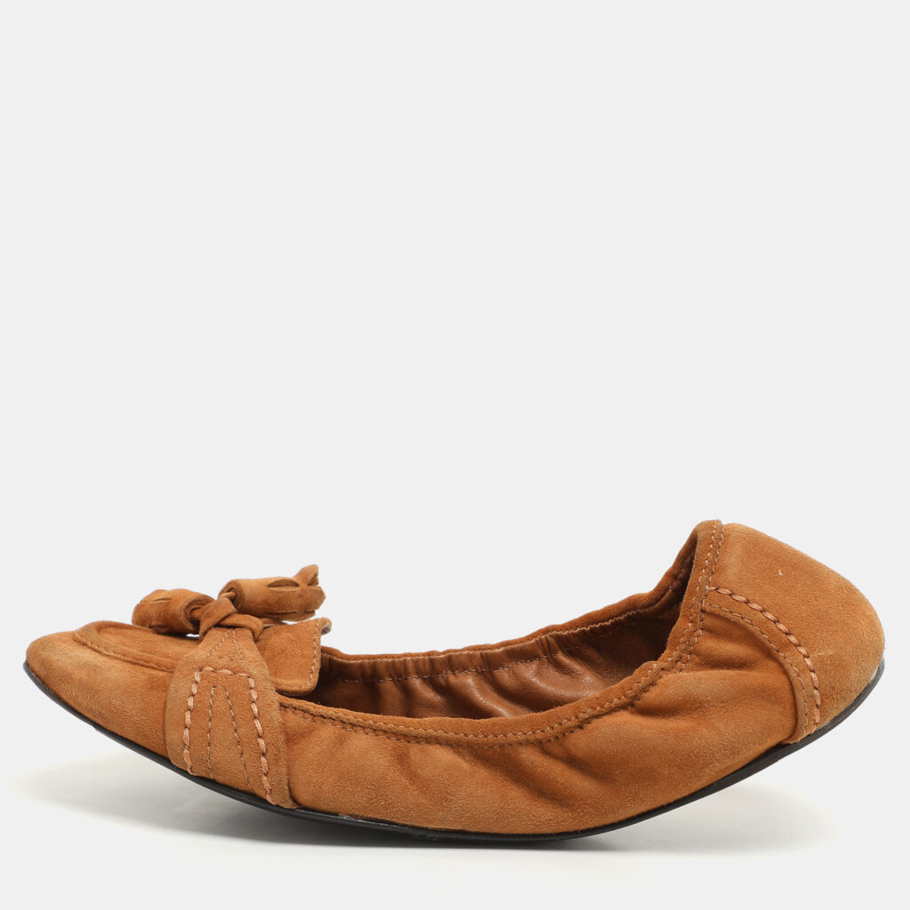 luxury-women-burberry-used-shoes-p1137782-008 Burberry Brown Suede Scrunch Ballet Flats Size 40