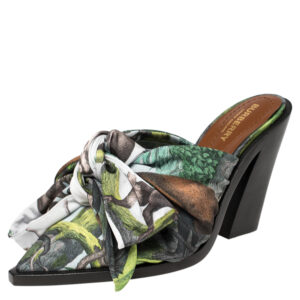 Burberry Multicolor Satin Tillington Mule Sandals Size 38