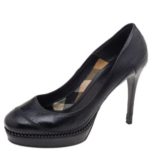 Burberry Black Leather Platform Pumps Size 39