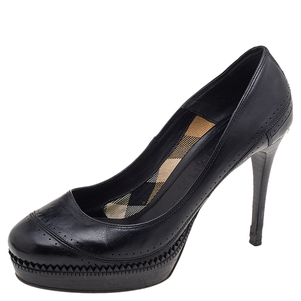 Burberry Black Leather Platform Pumps Size 39