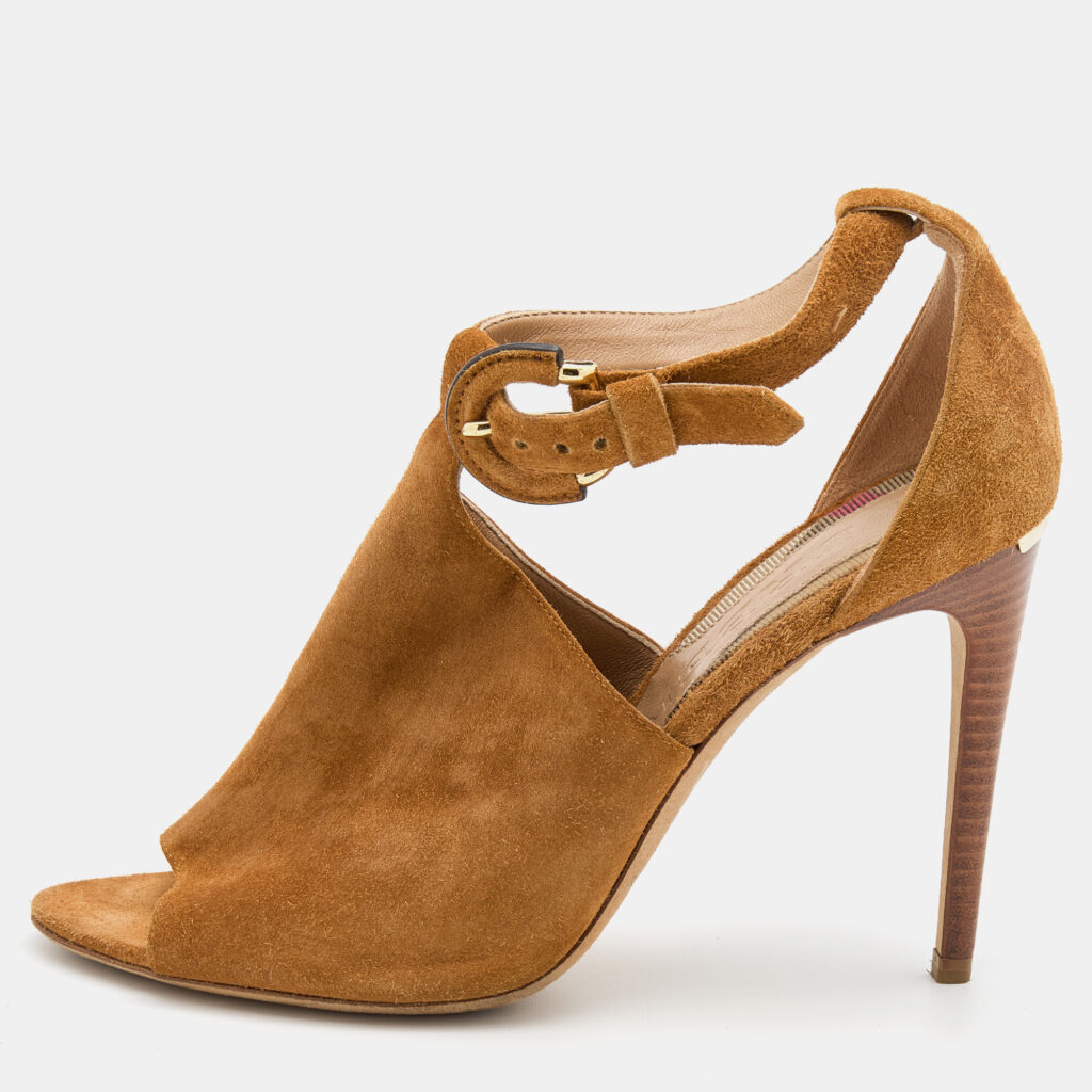 luxury-women-burberry-used-shoes-p730141-008 Burberry Brown Suede Ankle Strap Sandals Size 37.5