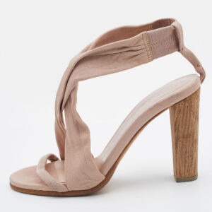 Burberry Pink Leather Criss Cross Slingback Sandals Size 39