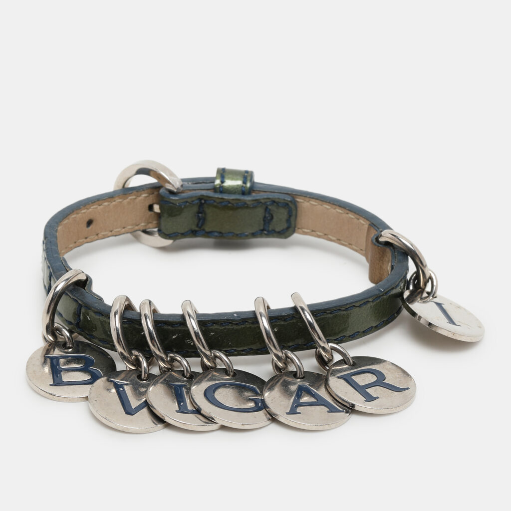 luxury-women-bvlgari-used-accessories-p1170427-001 Bvlgari Blue Patent Leather Charm Bracelet