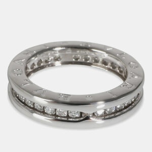 Bvlgari 18k White Gold and Diamond B.zero1 Band Ring EU 47