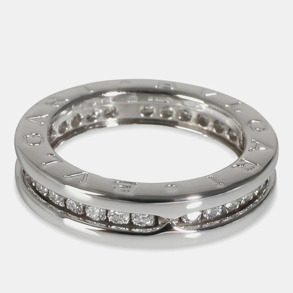 luxury-women-bvlgari-used-fine-jewelry-p1029946-003 Bvlgari 18k White Gold and Diamond B.zero1 Band Ring EU 47