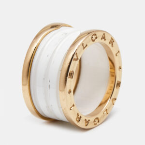 Bvlgari B.Zero1 4-Band Ceramic 18k Rose Gold Ring Size 51