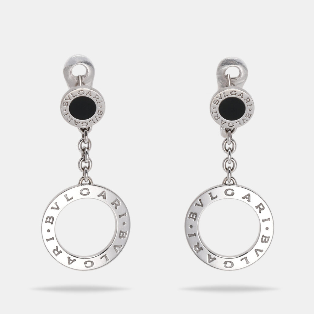 luxury-women-bvlgari-used-fine-jewelry-p1100929-001 Bvlgari Bvlgari Onyx 18k White Gold Dangle Earrings