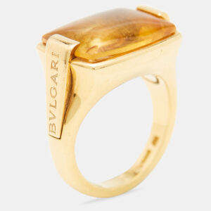 Bvlgari Metropolis Citrine 18k Yellow Gold Ring Size 52