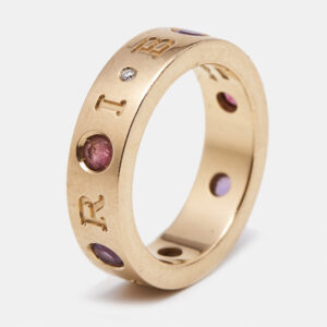 Bvlgari Roman Sorbets Amethyst Tourmaline Diamond 18k Rose Gold Ring Size 49