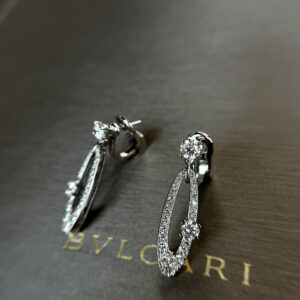 Bvlgari 18K White Gold and Diamond Elisia Earrings