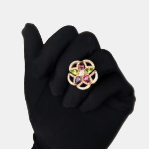 Bvlgari 18K Rose Gold, Diamond and Multicolor Gemstone Divas&rsquo; Dream Ring EU 51