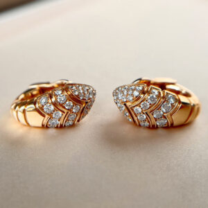 Bvlgari 18K Rose Gold Diamond Serpenti Snake Earrings