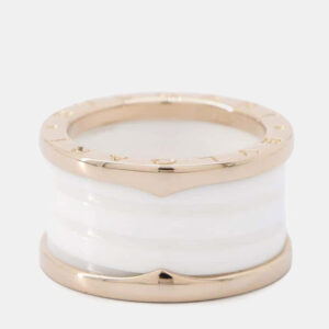 Bvlgari 18K Rose Gold and Ceramic B.Zero1 Band Ring EU 52