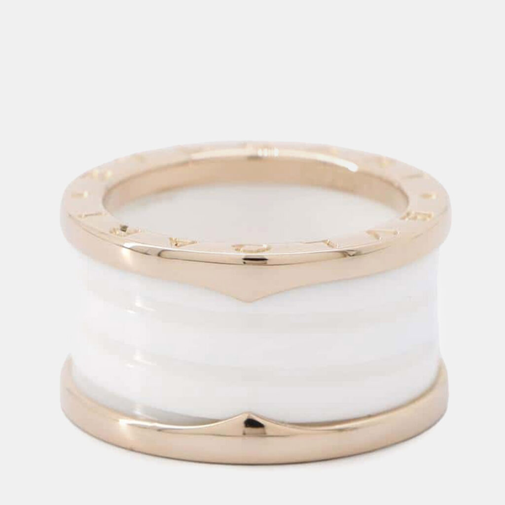 luxury-women-bvlgari-used-fine-jewelry-p1148166-005 Bvlgari 18K Rose Gold and Ceramic B.Zero1 Band Ring EU 52