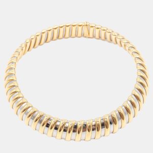 Bvlgari Vintage Jumbo 20mm Tubogas Collar Necklace in 18K Yellow Gold and Stainless Steel