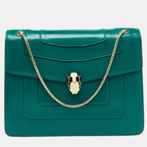 Bvlgari Green Leather Medium Serpenti Forever Shoulder Bag