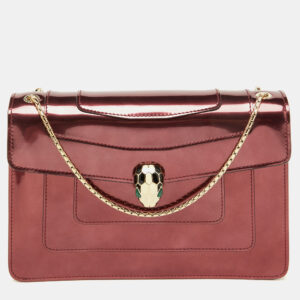 Bvlgari Burgundy Patent Leather Medium Serpenti Forever Flap Shoulder Bag