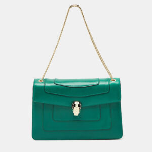 Bvlgari Green Leather Medium Serpenti Forever Shoulder Bag