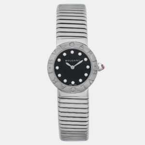 bvlgari black diamond stainless steel bvlgari-bvlgari 102145 quartz women's wristwatch 26 mm