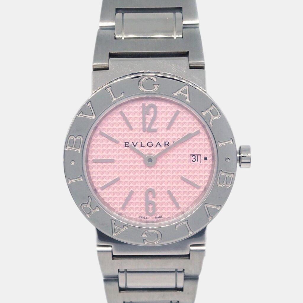 luxury-women-bvlgari-used-watches-p1112212-002 Bvlgari Pink Stainless Steel Bvlgari Bvlgari BB26C2SSD Quartz Women's Wristwatch 25 mm