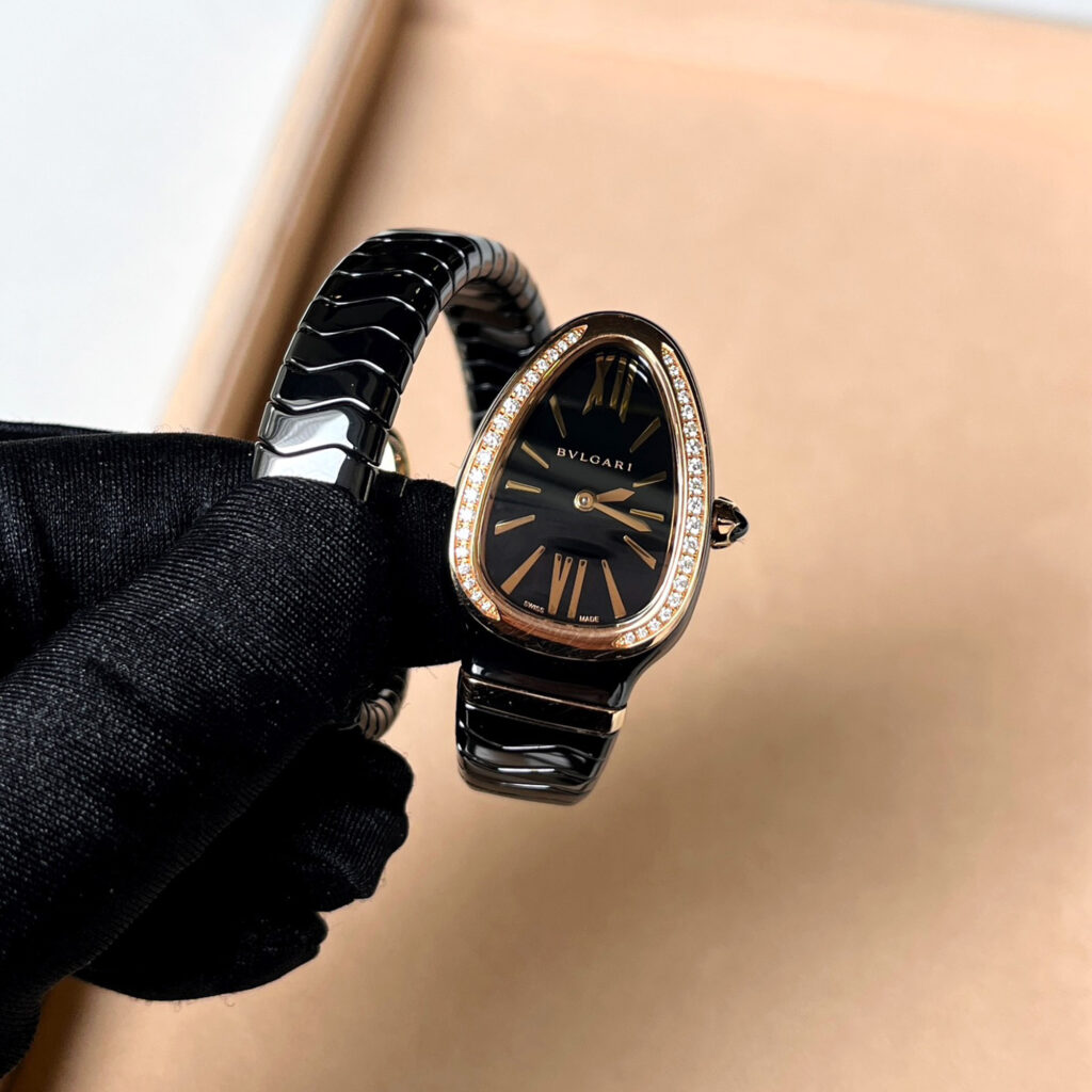 luxury-women-bvlgari-used-watches-p1143624-001 Bvlgari Black Diamond Ceramic Serpenti 102532 Quartz Women's Wristwatch 35 mm