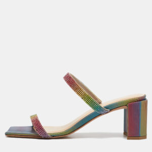 By Far Multicolor Crystal Embellished Leather Tanya Sandals Size 39