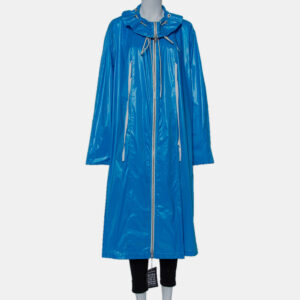 Calvin Klein Blue Synthetic Zip Front Oversized Rain Overcoat M