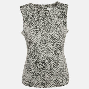 Calvin Klein Black/White Snakeskin Print Jersey Sleeveless Top M
