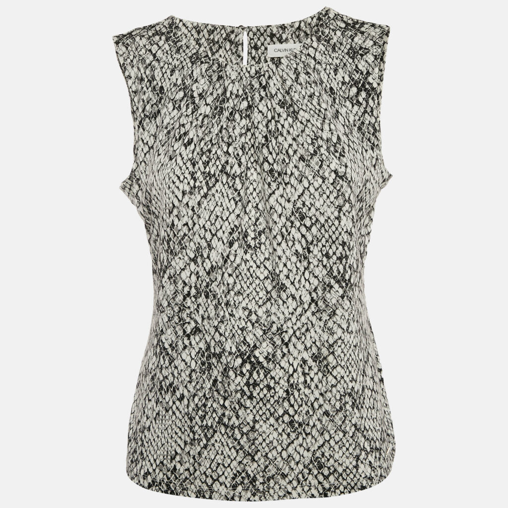 luxury-women-calvin-klein-used-clothes-p1137699-004 Calvin Klein Black/White Snakeskin Print Jersey Sleeveless Top M
