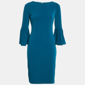 Calvin Klein Blue Jersey Bell Sleeve Short Dress S