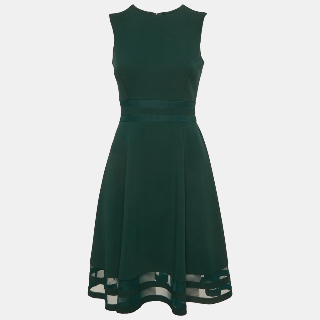 luxury-women-calvin-klein-used-clothes-p1149641-001 Calvin Klein Green Tulle and Crepe Short Dress S