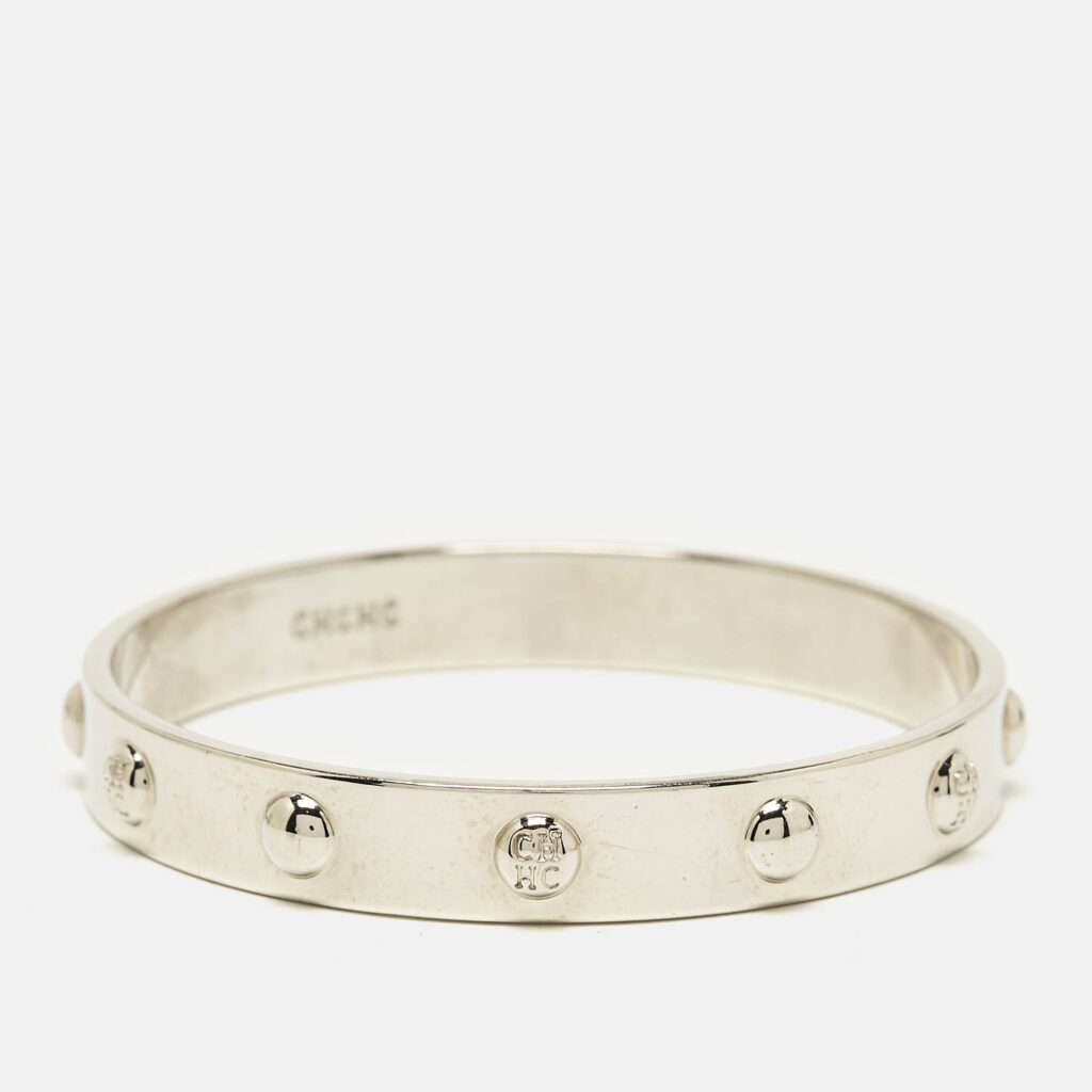 luxury-women-carolina-herrera-used-accessories-p1113150-004 Carolina Herrera CH Silver Tone Bangle Bracelet